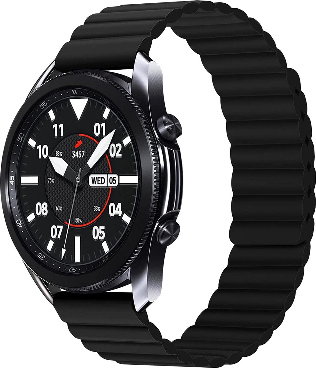 YONO Siliconen Link Bandje 20mm - Horlogebandje geschikt voor Samsung Galaxy Watch 7/6/5 / Pro / 4 / 3 / Active 2 - Polar Ignite / Unite – Zwart