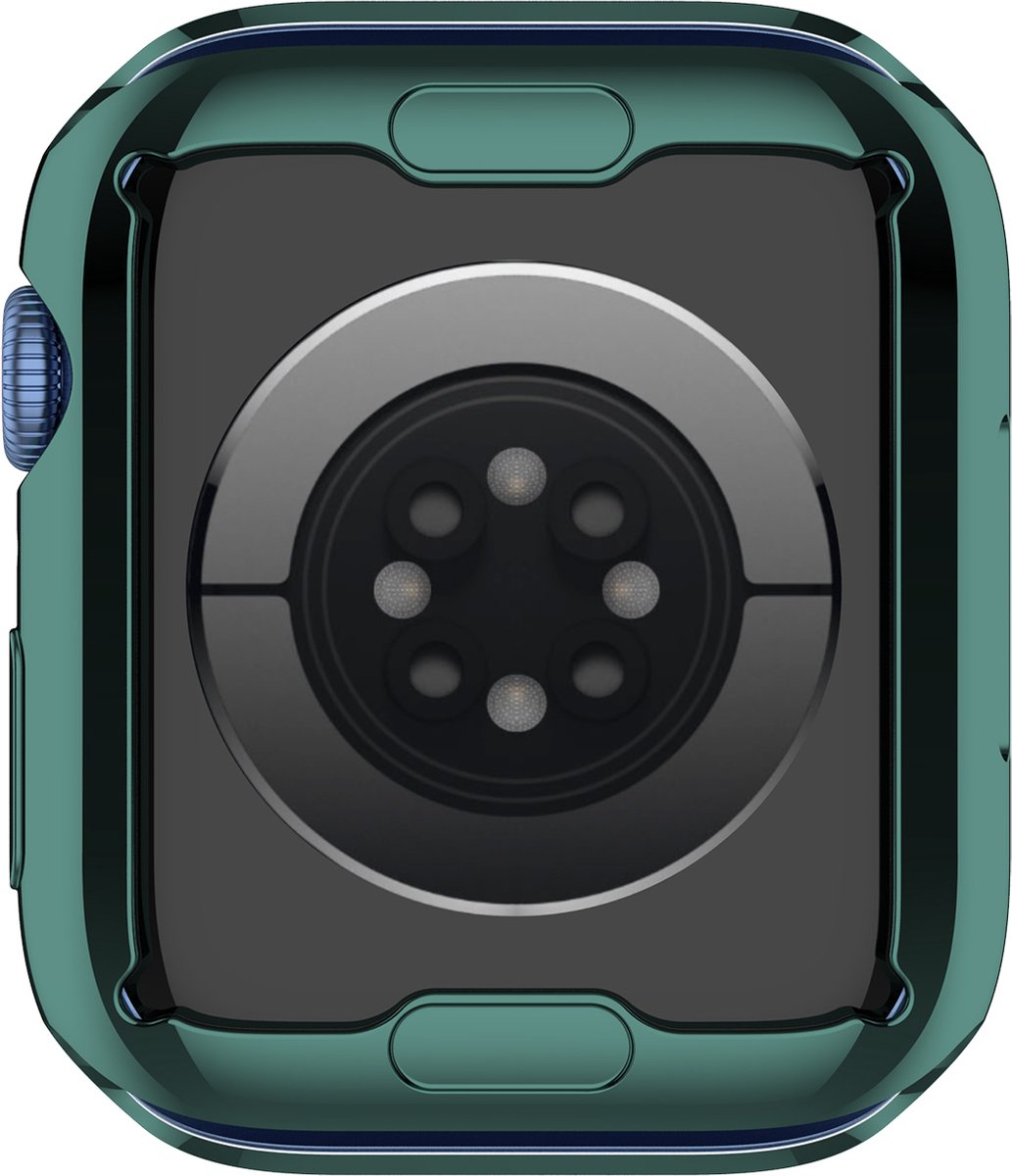 YONO Full Cover Bumper geschikt voor Apple Watch Series 7 / 8 / 9 (45 mm) - Screen Protector Hoesje iWatch - Groen