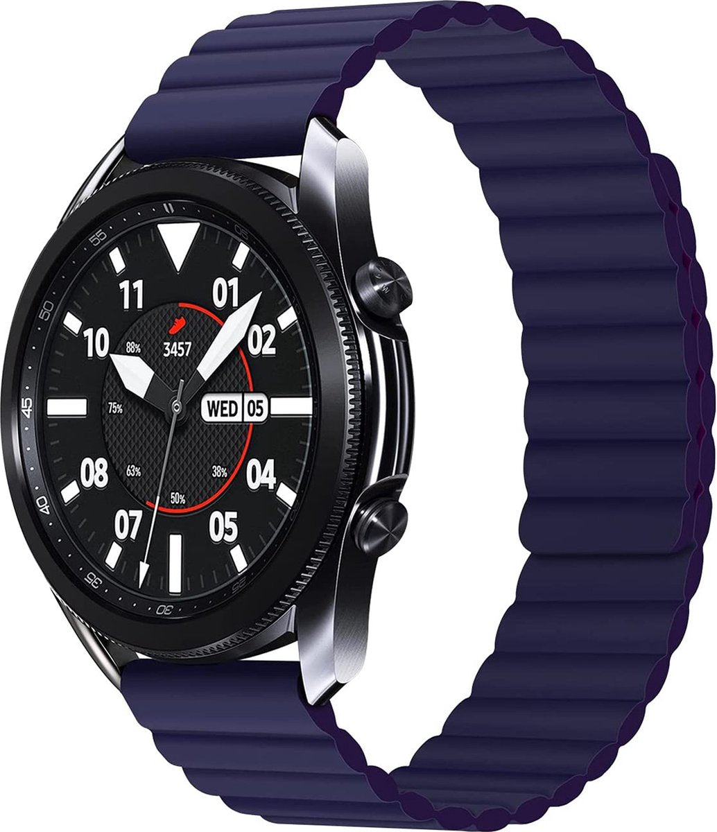 YONO Siliconen Link Bandje 22mm - Horlogebandje geschikt voor Samsung Galaxy Watch 46mm / 3 (45mm) / Gear s3 - Polar Vantage M2 / Grit X - Garmin Vivoactive 4 / Venu 2 - Huawei Watch GT 3 (pro) / 2 - Amazfit GTR - Donkerblauw