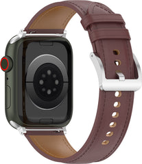 YONO Leer Bandje Cali geschikt voor Apple Watch 42 / 44 / 45 / 49 mm - Luxe Lederen Vervangende iWatch Series 8/7/SE/6/5/4/3 Armband Strap - Donkerbruin