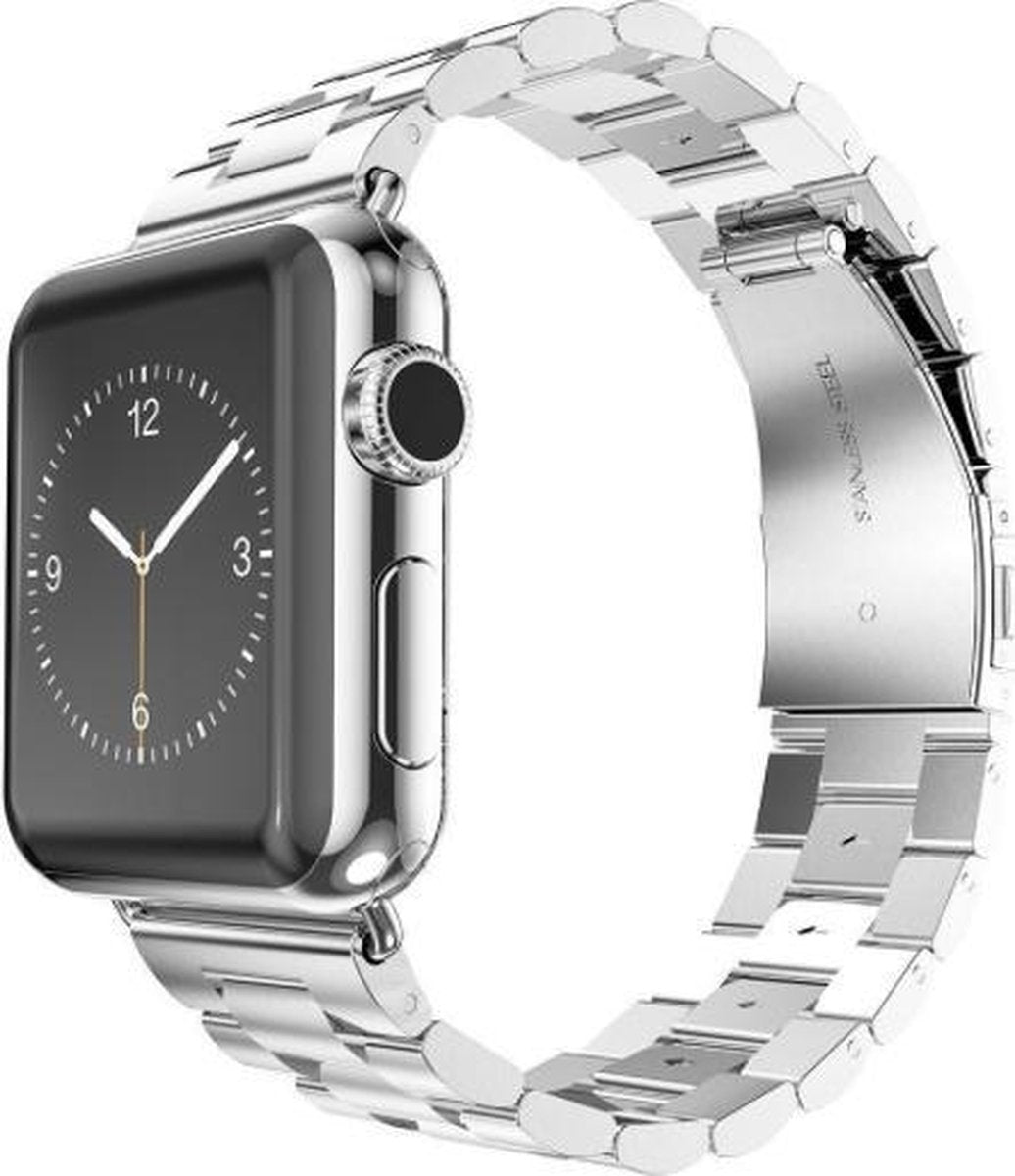 YONO Luxe Metalen Schakel Band geschikt voor Apple Watch - 38 mm - 40 - 41 - RVS Stalen iWatch Armband - Zilver