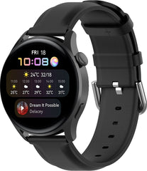 YONO Vacca Leer Bandje 22mm - Horlogebandje geschikt voor Samsung Galaxy Watch 46mm / 3 (45mm) / Gear s3 - Polar Vantage M2 / Grit X - Huawei Watch GT 3 (pro) / 2 - Amazfit GTR - Zwart