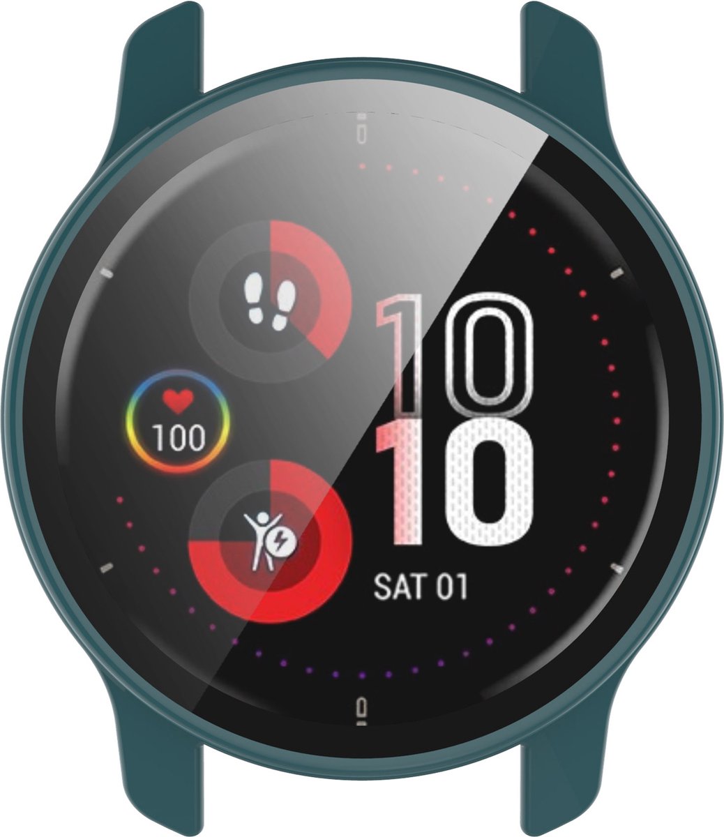 YONO Case geschikt voor Garmin Venu 2 Plus - Screen Protector Hoesje - Full Cover Bumper - Donkergroen