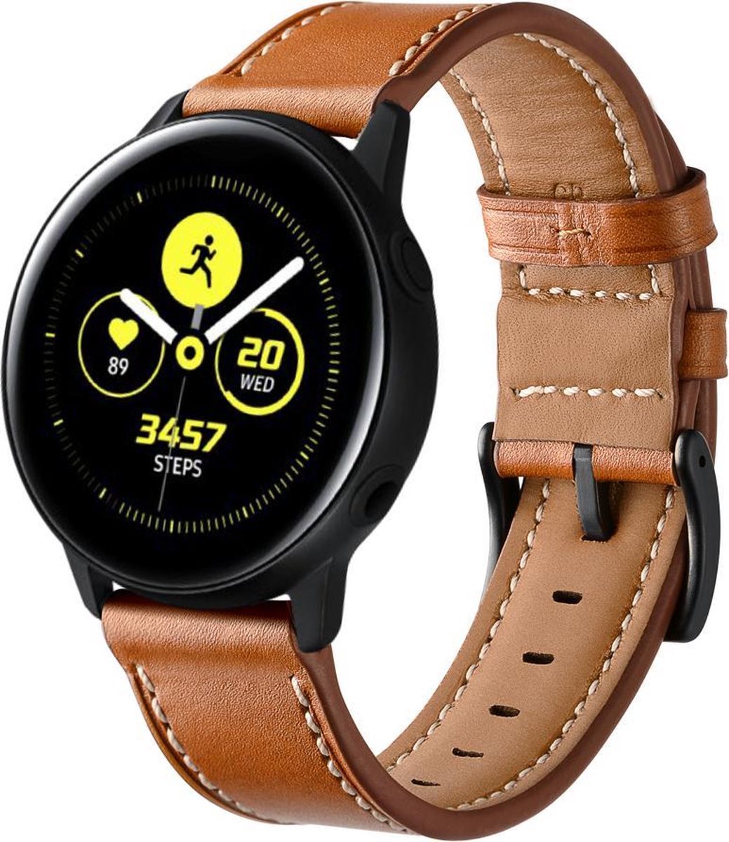 YONO Leer Bandje 22mm - Horlogebandje geschikt voor Samsung Galaxy Watch 46mm / 3 (45mm) / Gear s3 - Polar Vantage M2 / Grit X - Huawei Watch GT 3 (pro) / 2 - Amazfit GTR - Bruin