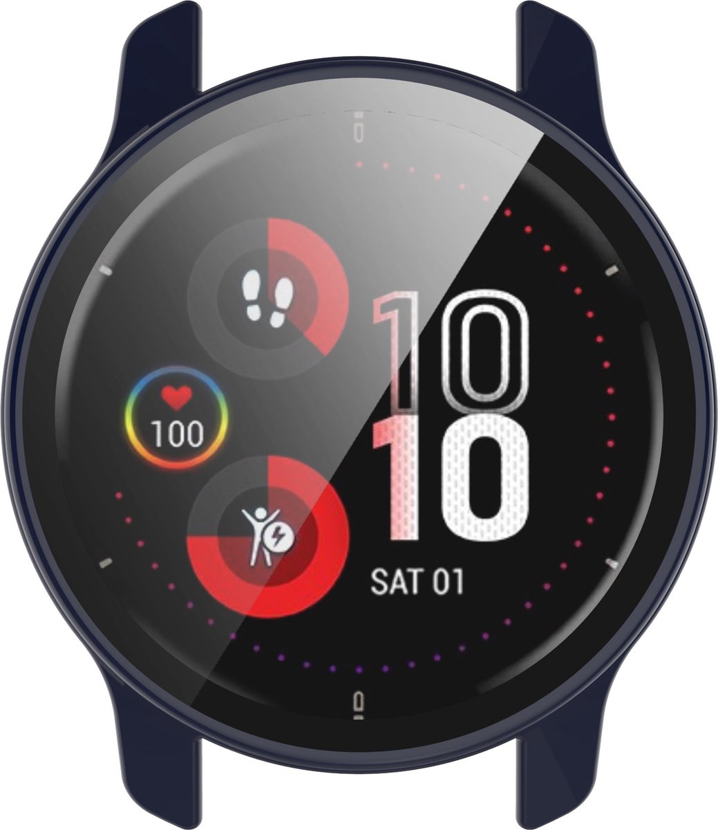 YONO Case geschikt voor Garmin Venu 2 Plus - Screen Protector Hoesje - Full Cover Bumper - Donkerblauw