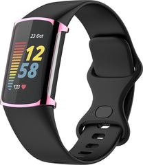 YONO Full Cover Bumper geschikt voor Fitbit Charge 5 / 6 - Siliconen Case Screen Protector Hoesje - Roze