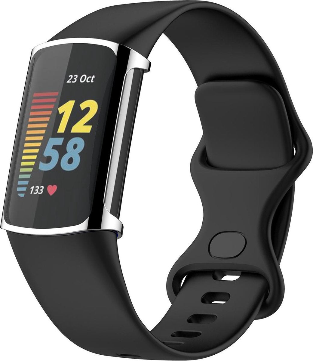 YONO Full Cover Bumper geschikt voor Fitbit Charge 5 / 6 - Siliconen Case Screen Protector Hoesje - Zilver