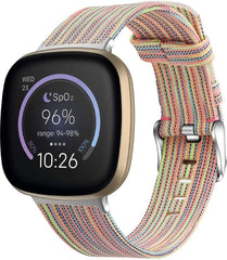 YONO Como Nylon Bandje geschikt voor Fitbit Versa 3 / Sense - Regenboog - Small