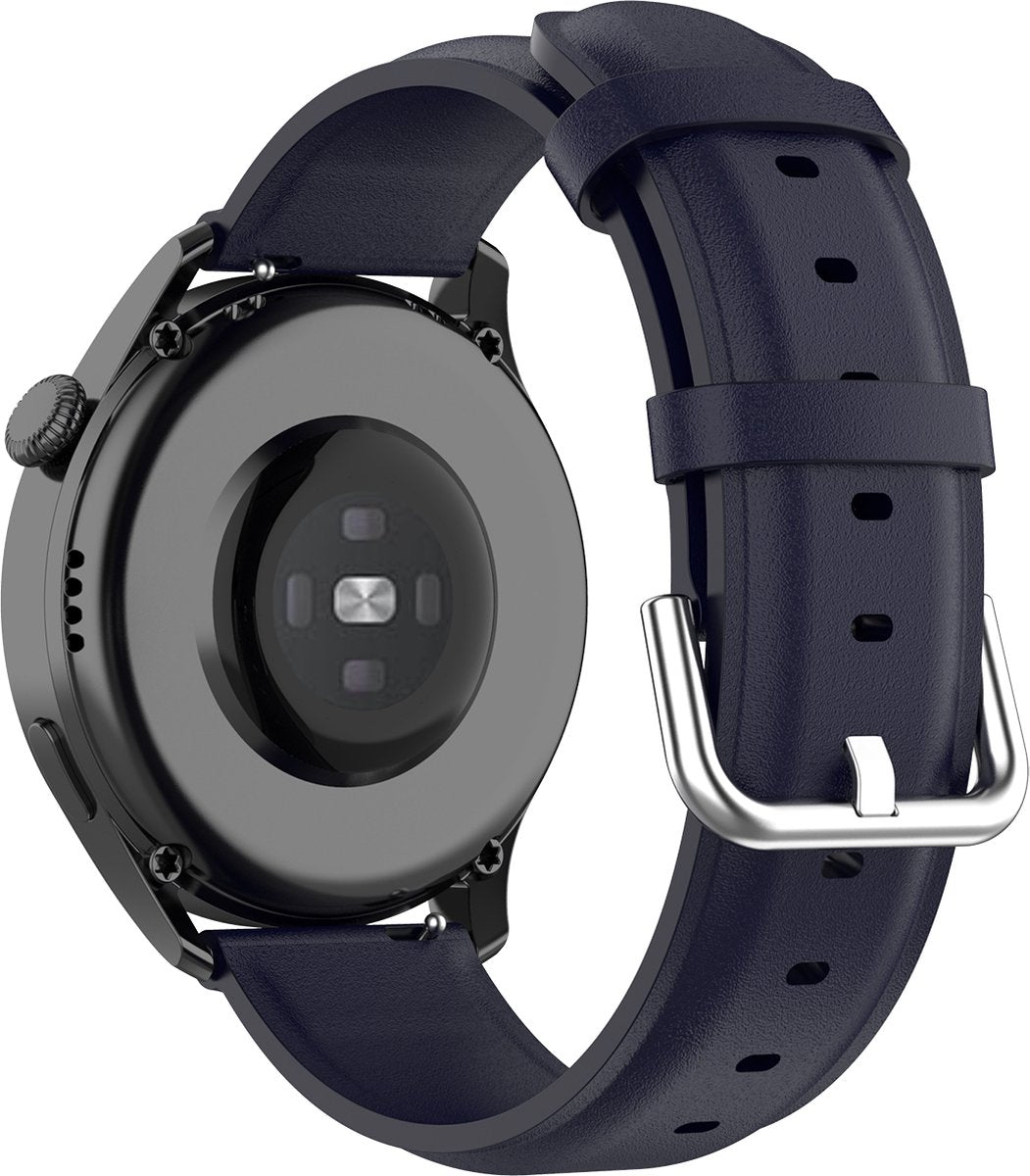 YONO Vacca Leer Bandje 20mm - Leren Horlogebandje geschikt voor Samsung Galaxy Watch 7 / 6 / 5 / Pro / 4 / 3 / Active 2 - Polar Ignite / Unite – Huawei – Donkerblauw