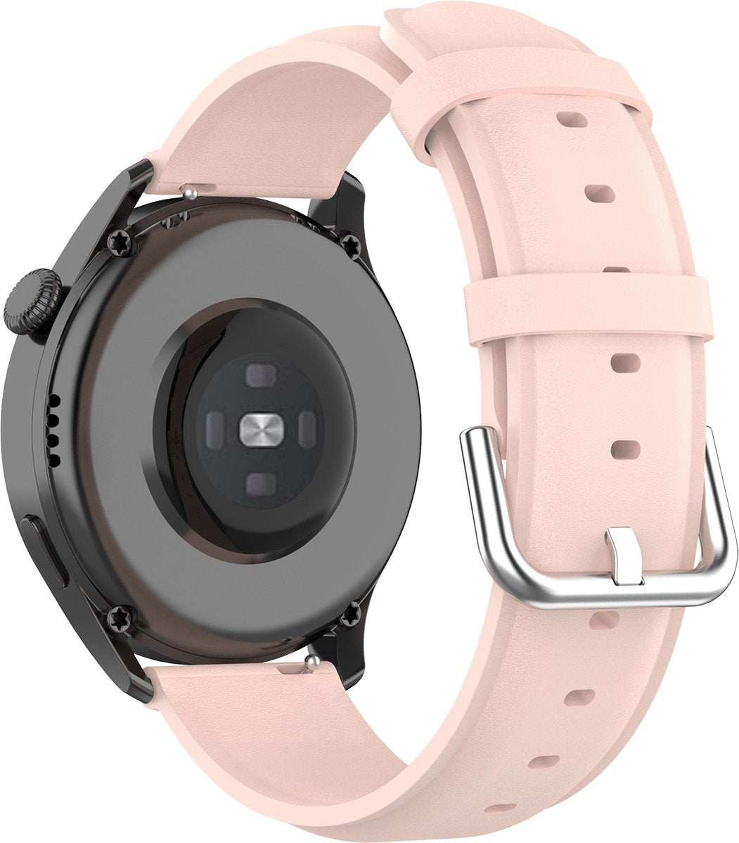 YONO Vacca Leer Bandje 20mm - Leren Horlogeband geschikt voor Samsung Galaxy Watch 7 / 6 / 5 / Pro / 4 / 3 / Active 2 - Polar Ignite / Unite – Huawei – Lichtroze