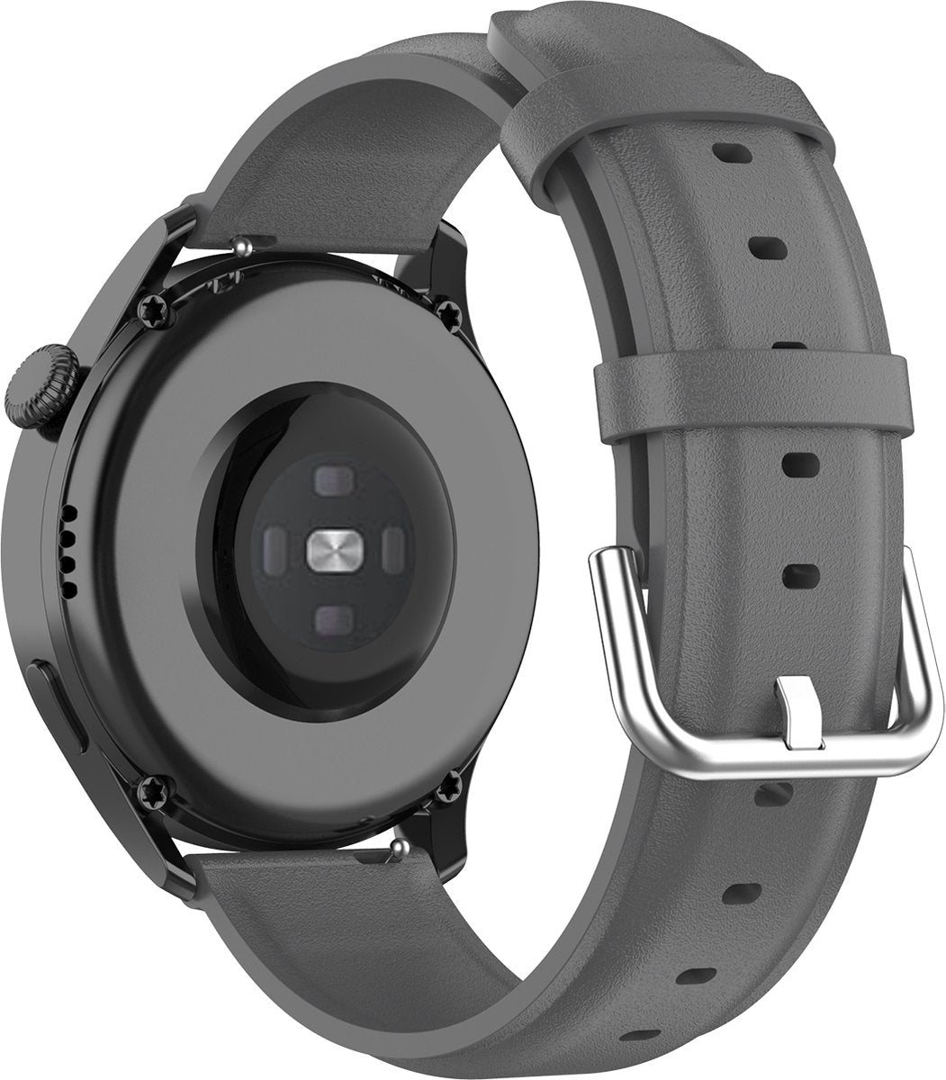 YONO Vacca Leer Bandje 22mm - Horlogebandje geschikt voor Samsung Galaxy Watch 46mm / 3 (45mm) / Gear s3 - Polar Vantage M2 / Grit X - Huawei Watch GT 3 (pro) / 2 - Amazfit GTR - Grijs