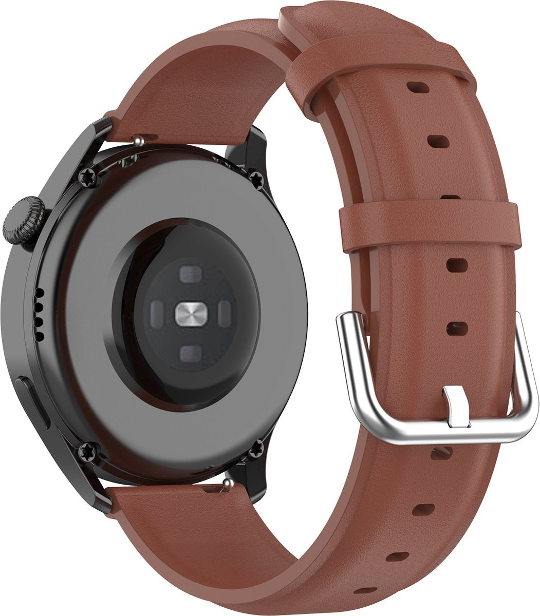 YONO Vacca Leer Bandje 22mm - Horlogebandje geschikt voor Samsung Galaxy Watch 46mm / 3 (45mm) / Gear s3 - Polar Vantage M2 / Grit X - Huawei Watch GT 3 (pro) / 2 - Amazfit GTR - Bruin