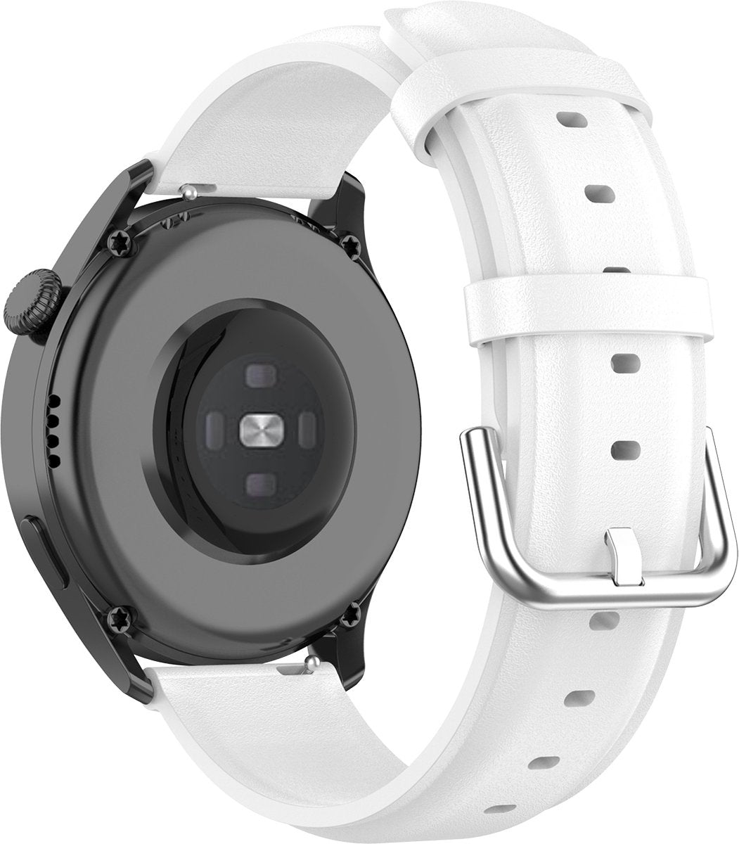 YONO Vacca Leer Bandje 22mm - Horlogebandje geschikt voor Samsung Galaxy Watch 46mm / 3 (45mm) / Gear s3 - Polar Vantage M2 / Grit X - Huawei Watch GT 3 (pro) / 2 - Amazfit GTR - Wit