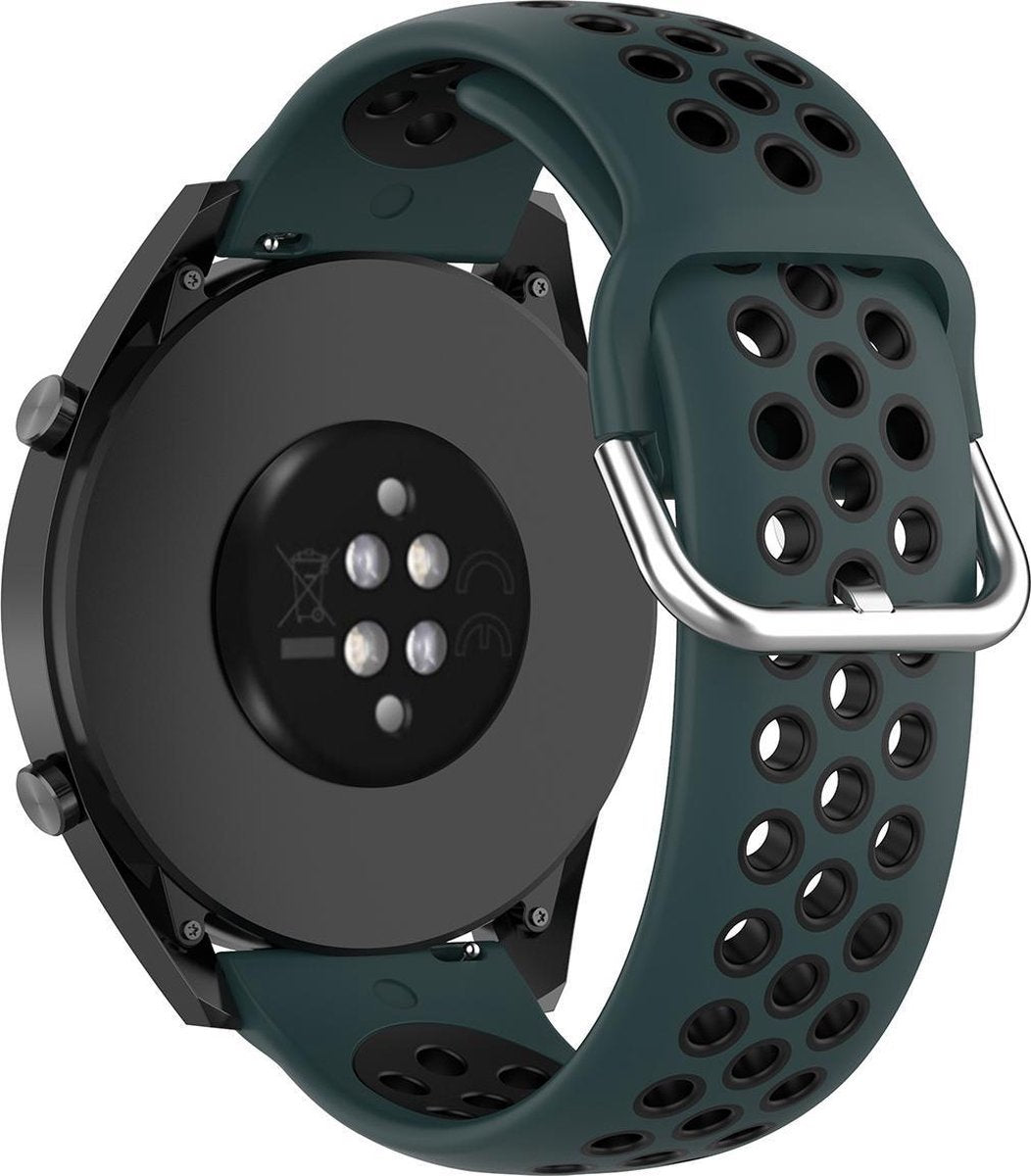 YONO Sport Air Smartwatch Bandje 20mm - Horlogebandje geschikt voor Samsung Galaxy Watch 7 / 6 / 5 / Pro / 4 / 3 / Active 2 - Polar Ignite / Unite – Huawei - Donkergroen / Zwart