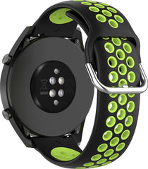 YONO Sport Air Smartwatch Bandje 20mm - geschikt voor Samsung Galaxy Watch 7 / 6 / 5 / Pro / 4 / 3 / Active 2 - Polar Ignite / Unite – Huawei - Zwart / Groen