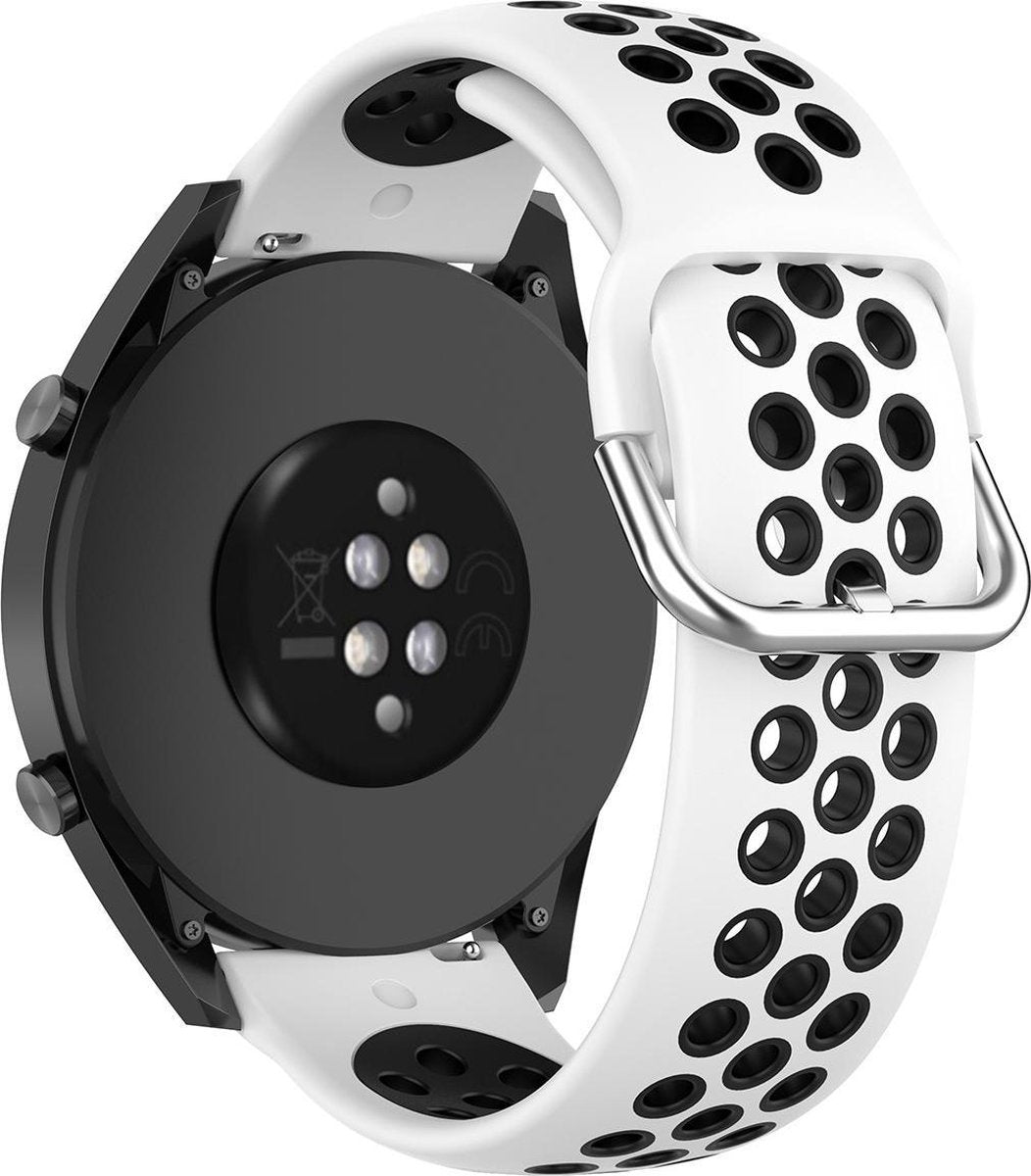 YONO Sport Air Smartwatch Bandje 20mm - Horlogebandje geschikt voor Samsung Galaxy Watch 7 / 6 / 5 / Pro / 4 / 3 / Active 2 - Polar Ignite / Unite – Huawei - Wit / Zwart