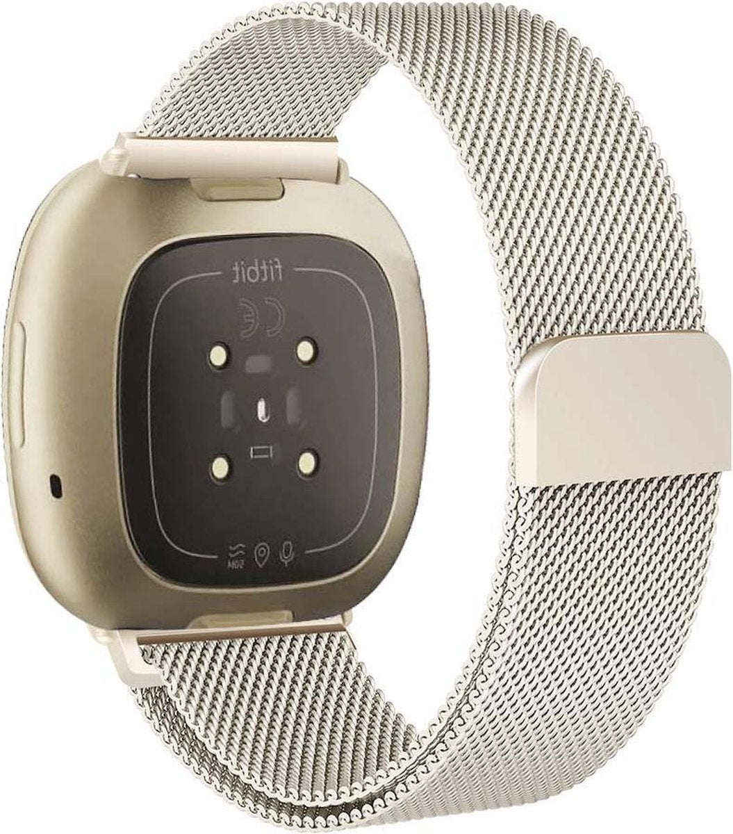 YONO Bandje geschikt voor Fitbit Versa 3 / Sense – Milanees – Champagne – Small