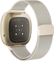 YONO Bandje geschikt voor Fitbit Versa 3 / Sense – Milanees – Champagne – Small