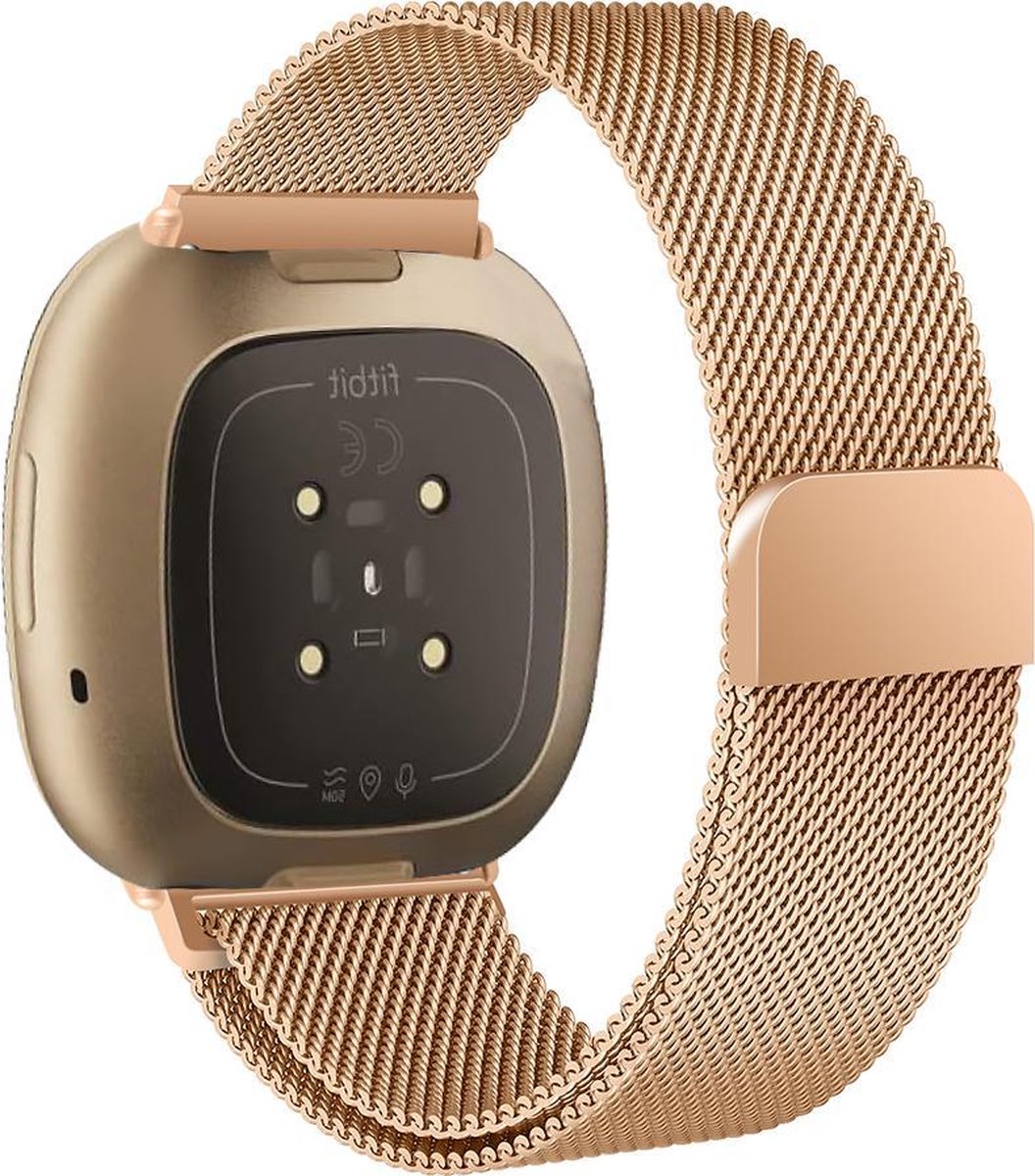 YONO Bandje geschikt voor Fitbit Versa 3 / Sense – Milanees – Rose Gold – Large