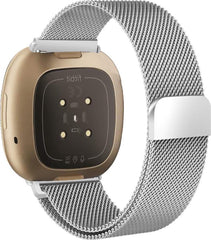 YONO Bandje geschikt voor Fitbit Versa 3 / Sense – Milanees – Zilver – Large