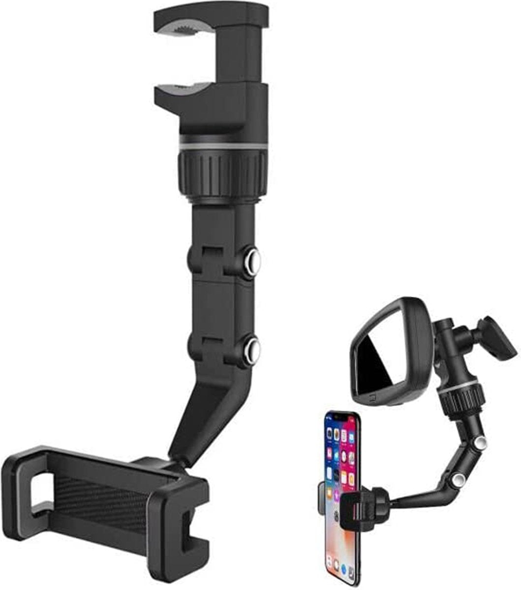 YONO Telefoonhouder Auto Spiegel - Smartphone Houder Universeel en Verstelbaar - GSM Autohouder - Zwart