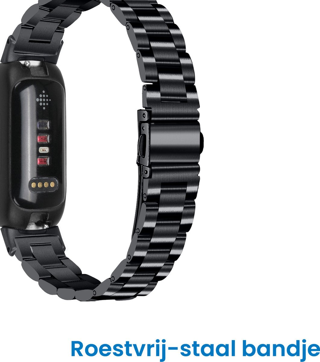 YONO Stalen Bandje geschikt voor Fitbit Inspire 3 - RVS Schakel Horlogeband - Zwart
