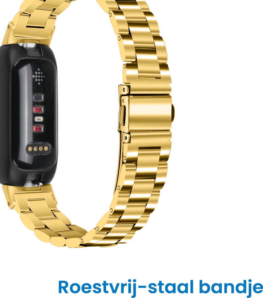 YONO Stalen Bandje geschikt voor Fitbit Inspire 3 - RVS Schakel Horlogeband - Goud