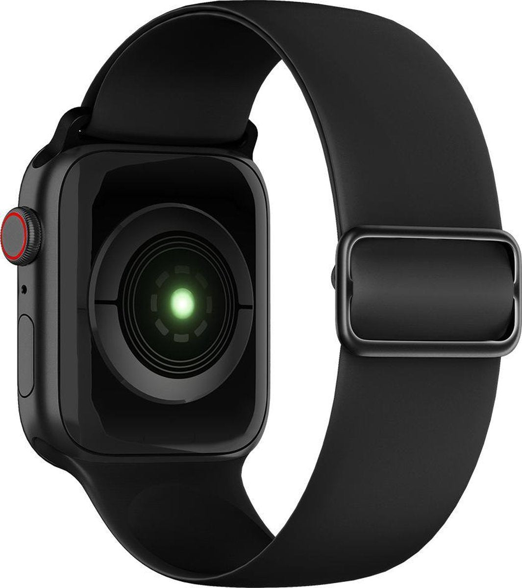 YONO Siliconen Stretch Bandje geschikt voor Apple Watch - 42 / 44 / 45 / 49 mm - Zwart