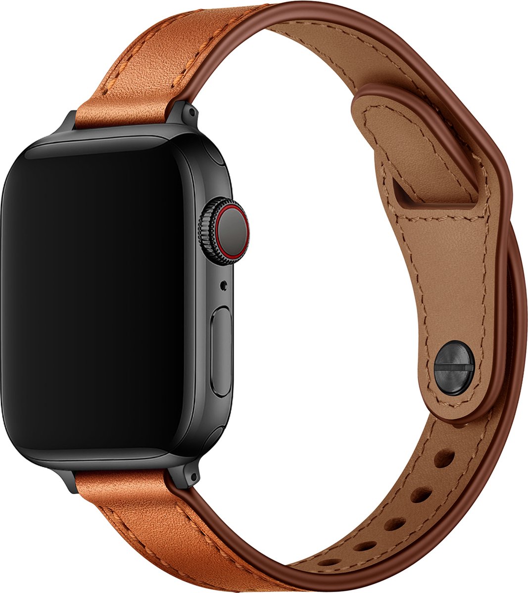 YONO Leer Stretto Bandje geschikt voor Apple Watch Series - 7 / 8 (41mm) - SE 6 5 4 (40mm) - 3 2 1 (38mm) - Bruin