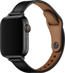 YONO Leer Stretto Bandje geschikt voor Apple Watch Series - Ultra (49mm) - 7 / 8 (45mm) - SE 6 5 4 (44mm) - 3 2 1 (42mm) - Zwart