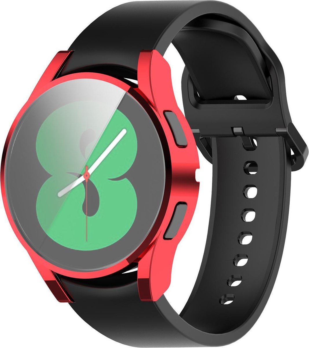 YONO Full Cover Bumper geschikt voor Samsung Galaxy Watch 4 40mm - Siliconen Case Screenprotector Hoesje - Rood