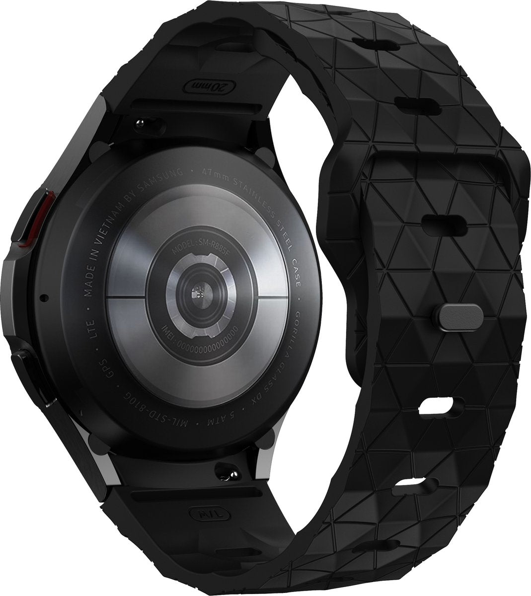 YONO Hexagon Bandje 20mm - Horlogebandje geschikt voor Samsung Galaxy Watch 7/6/5/4 (40/43/44/47mm Classic & Pro) - Zwart