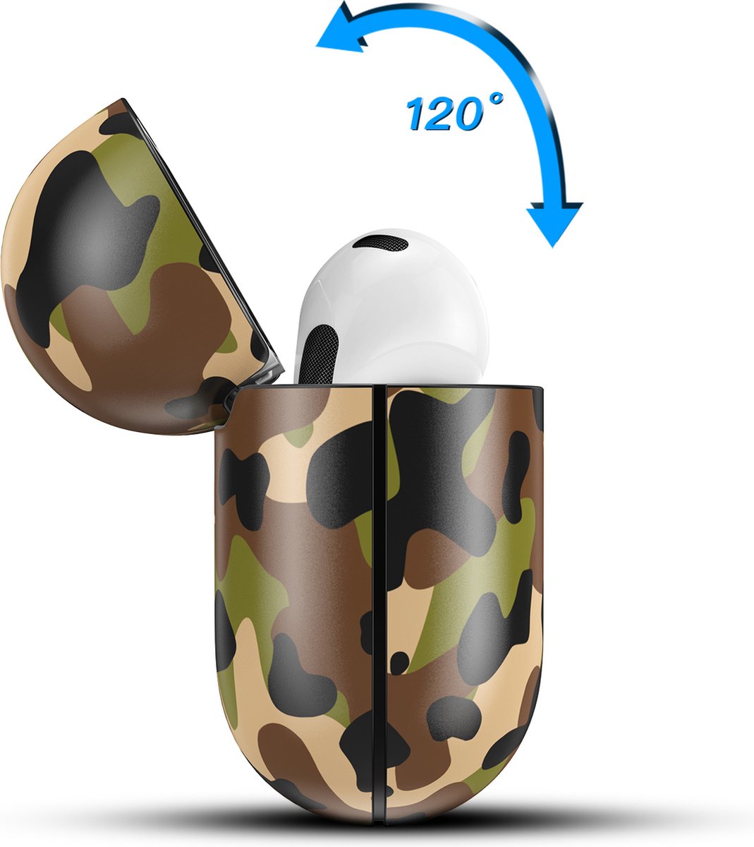 YONO Special Design Hoesje geschikt voor Apple Airpods 3 - Hard Case met Clip - Camouflage