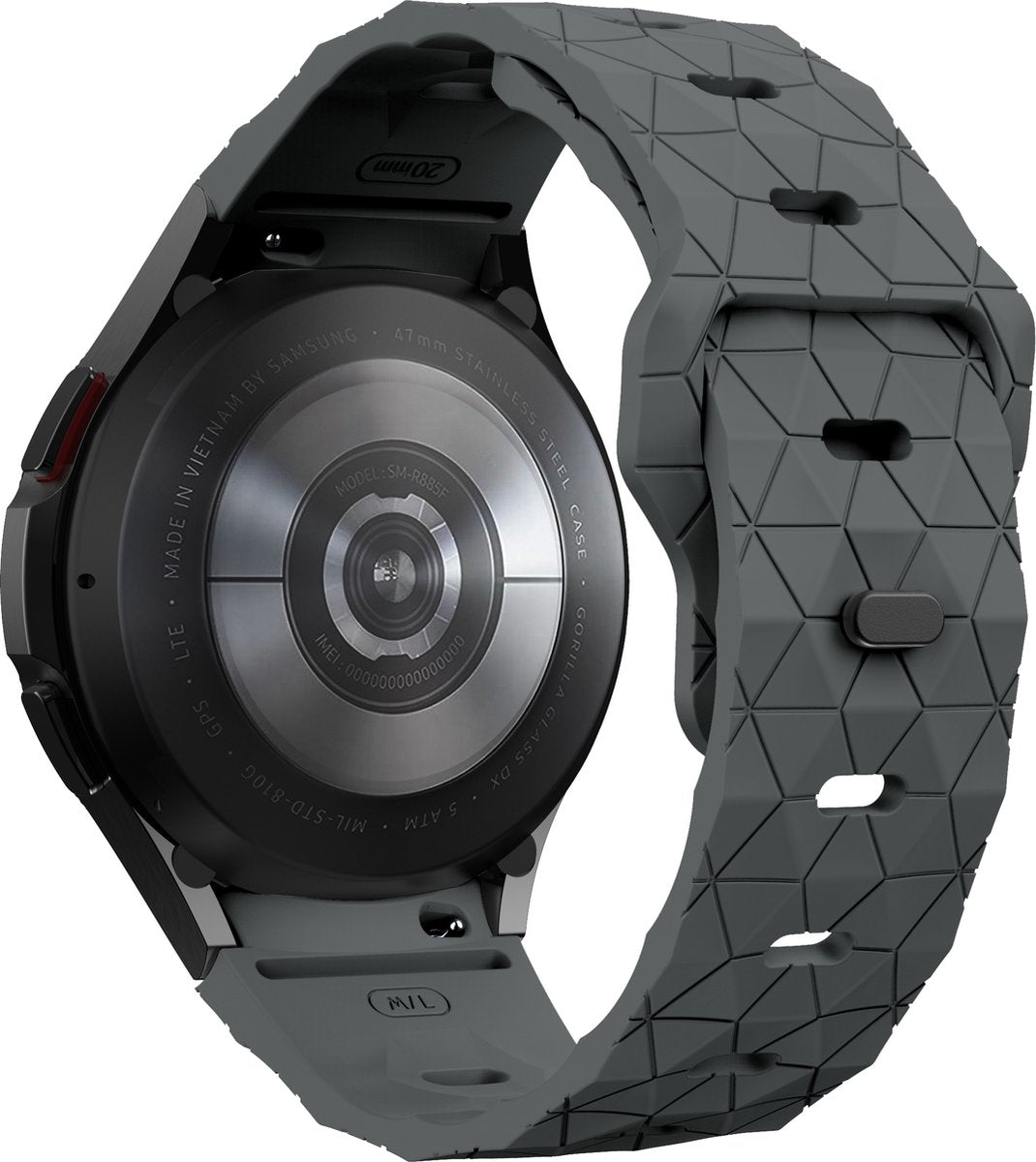 YONO Hexagon Bandje 20mm - Horlogebandje geschikt voor Samsung Galaxy Watch 7/6/5/4 (40/43/44/47mm Classic & Pro) - Donkergrijs