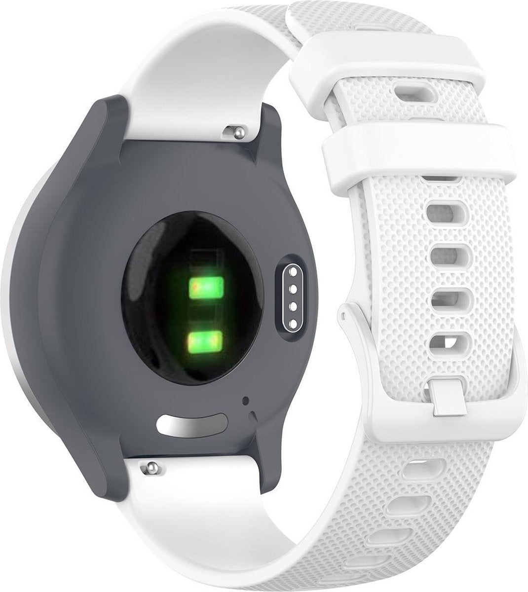 YONO Siliconen Sport Bandje 20mm - Horlogebandje geschikt voor Samsung Galaxy Watch 7 / 6 / 5 / Pro / 4 / 3 / Active 2 - Garmin Approach / Forerunner / Venu 2 Plus / SQ / Vivomove - Polar Ignite / Unite – Huawei - Wit