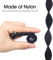 YONO Nylon Velcro Smartwatch Bandje 20mm - Horlogebandje geschikt voor Samsung Galaxy Watch 7 / 6 / 5 / Pro / 4 / 3 / Active 2 - Polar Ignite / Unite – Huawei - Zwart