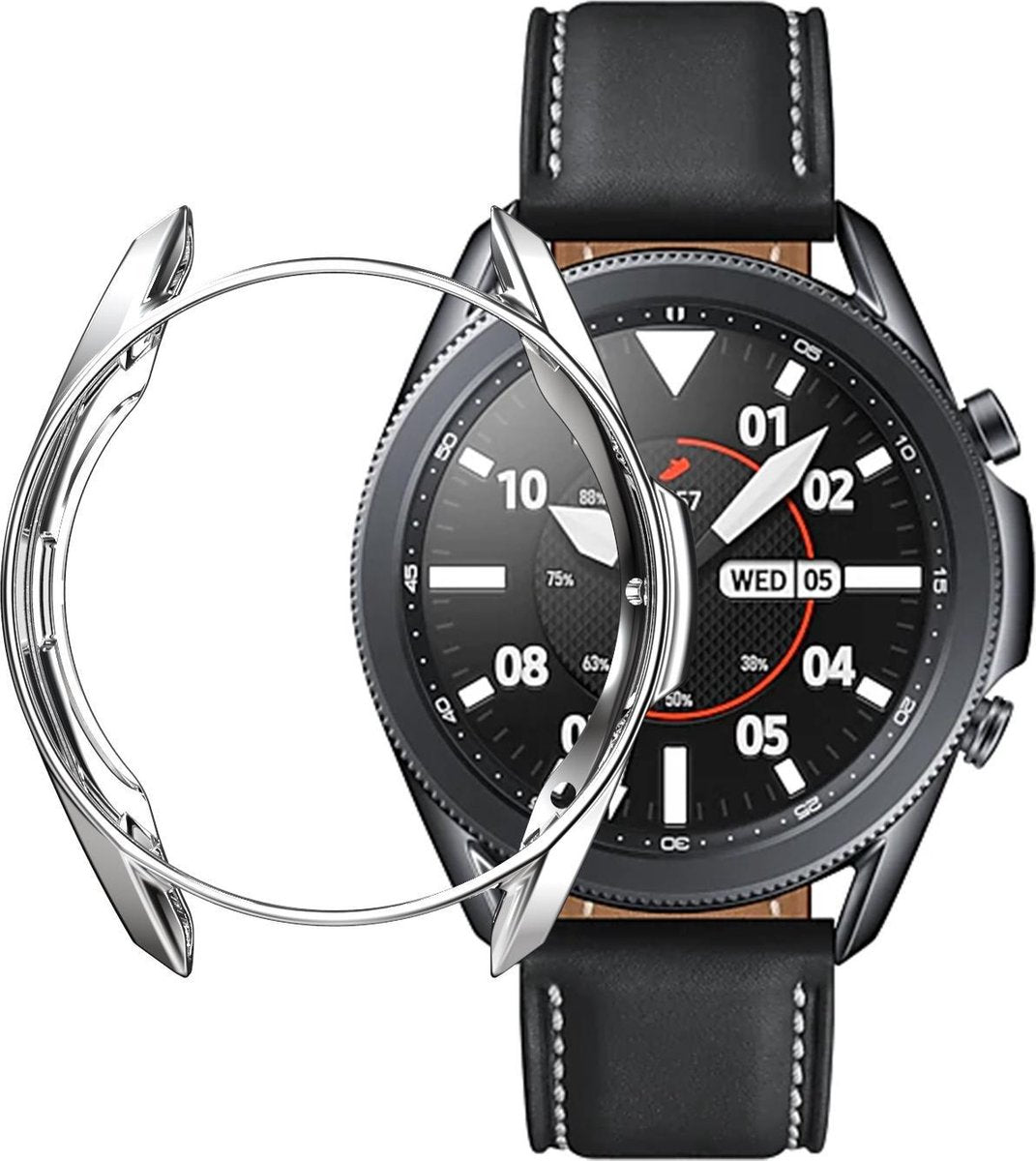 Bumper geschikt voor Samsung Galaxy Watch 3 41mm – Siliconen Case Screenprotector – Zilver