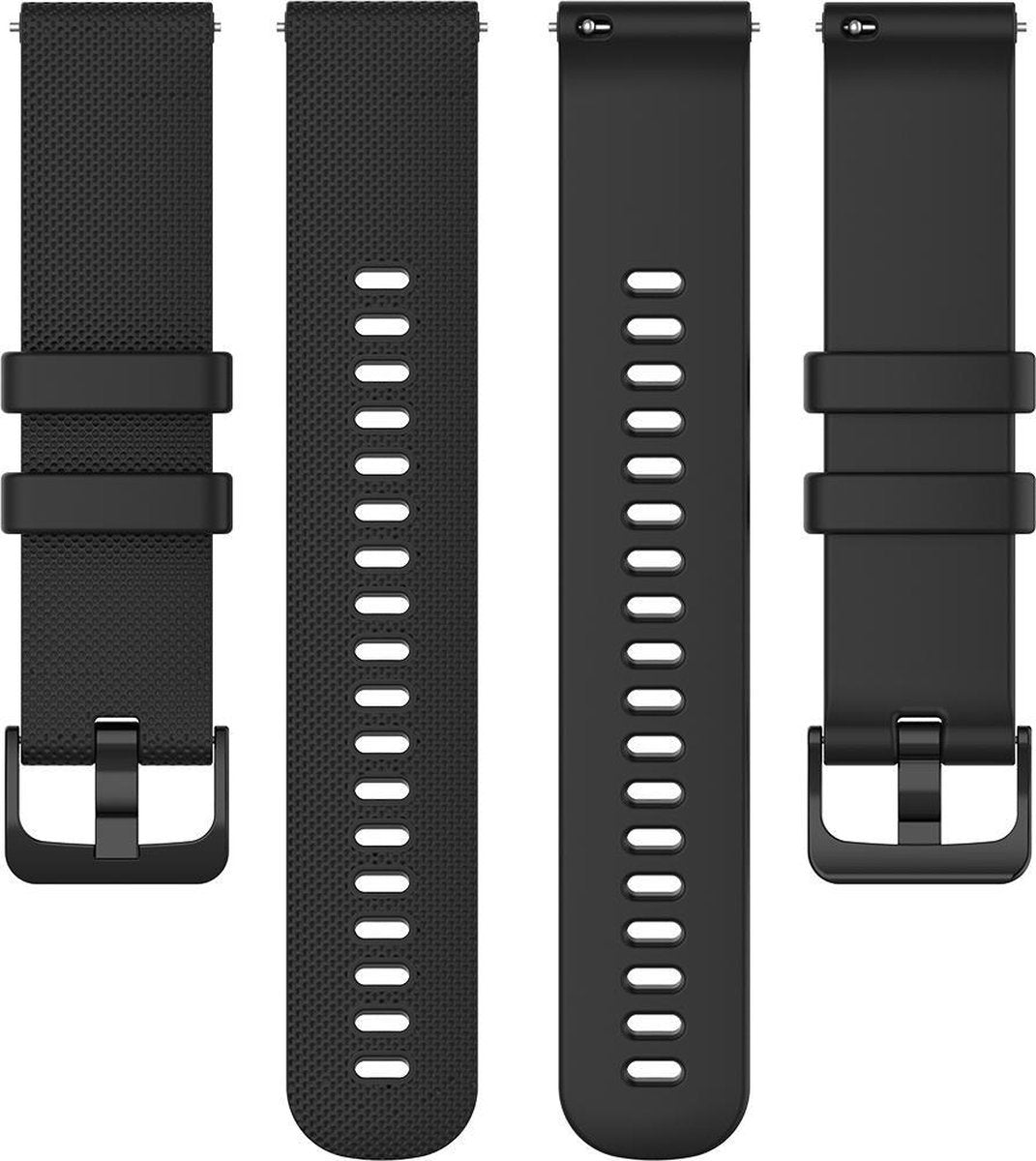 YONO Siliconen Sport Bandje 18mm - geschikt voor Garmin Vivoactive 4S - Venu 2S - Vivomove 3S - Zwart