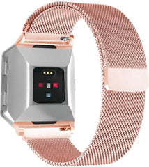 YONO Milanees Bandje Rose Gold geschikt voor Fitbit Ionic - Vervangende RVS Armband met Magneetsluiting – M/L