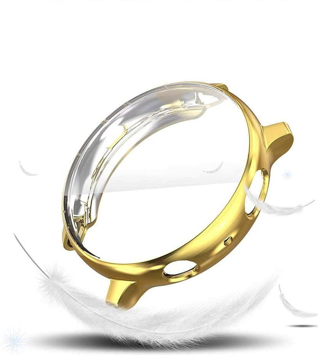 YONO Full Cover Bumper geschikt voor Samsung Galaxy Watch Active 2 40mm – Siliconen Case Screenprotector Hoesje – Goud