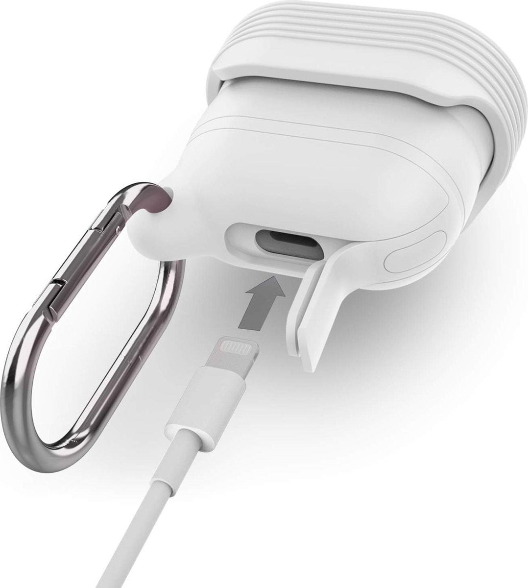 YONO Siliconen Hoesje geschikt voor Apple Airpods - Soft Case met Clip - Waterdicht - Wit