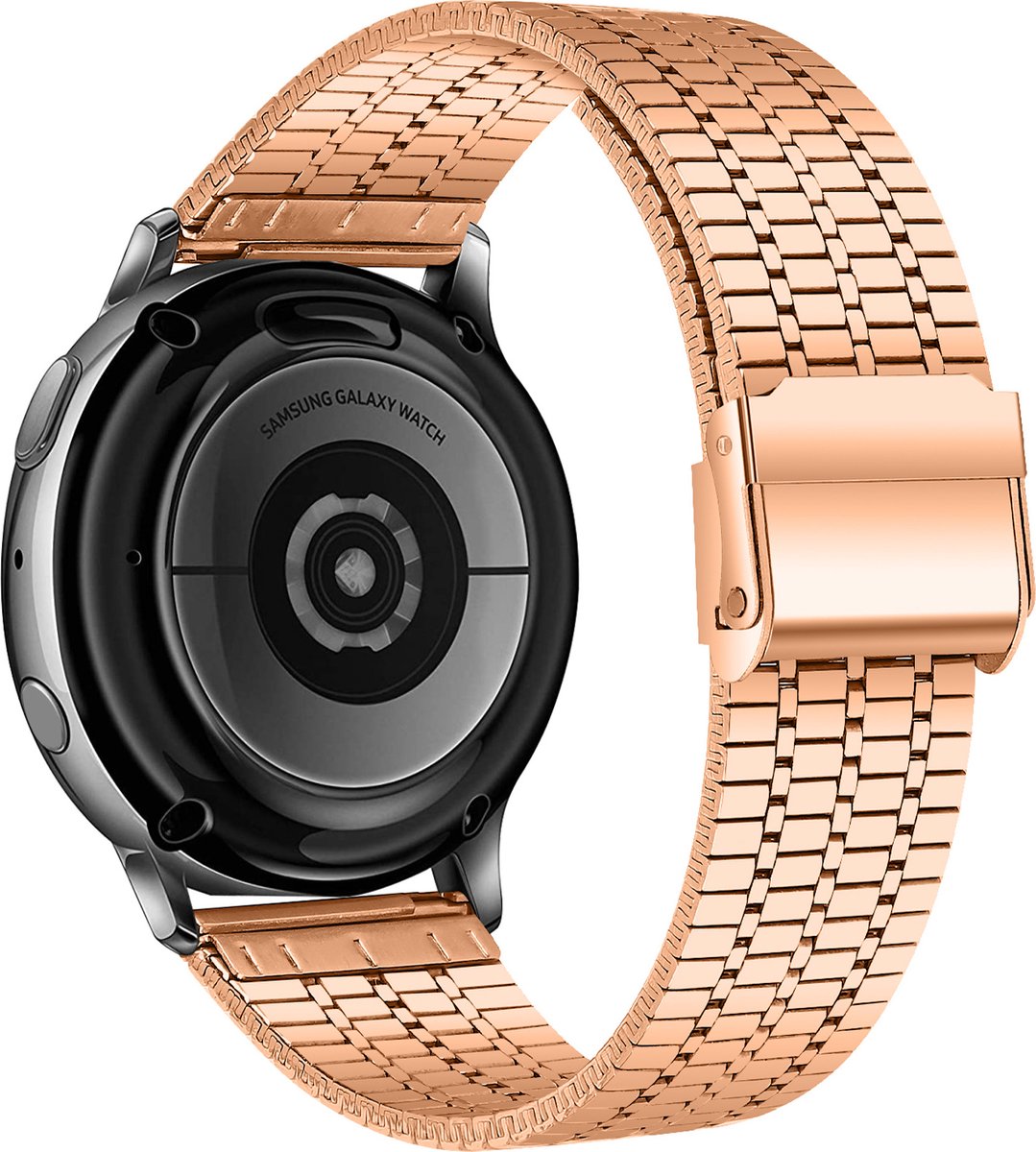 YONO Miami Schakel Bandje 20mm - Metalen Horlogebandje geschikt voor Samsung Galaxy Watch 7/6/5 / Pro / 4 / 3 / Active 2 - Polar Ignite / Unite – Huawei - Rose Gold