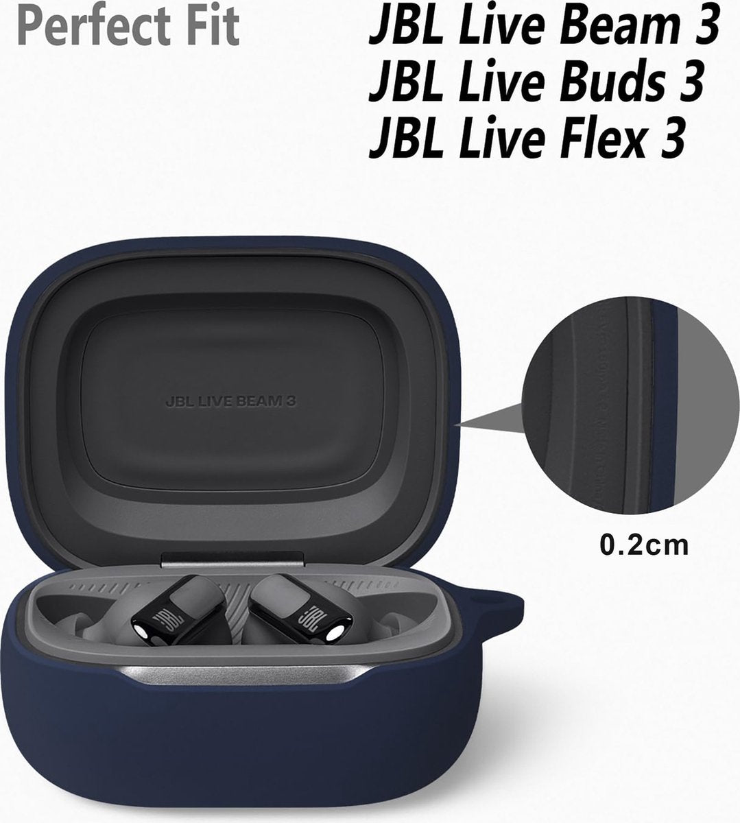 YONO Soft Case geschikt voor JBL Live Beam 3 / Buds 3 / Flex 3 - Siliconen Hoesje - Donkerblauw
