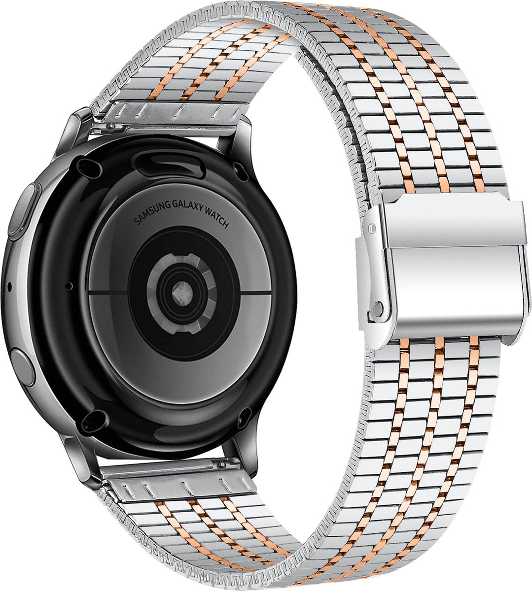 YONO Miami Schakel Bandje 22mm - Horlogebandje geschikt voor Samsung Galaxy Watch 46mm / 3 (45mm) / Gear s3 - Polar Vantage M2 / Grit X - Huawei Watch GT 3 (pro) / 2 - Amazfit GTR - Zilver / Rose Gold