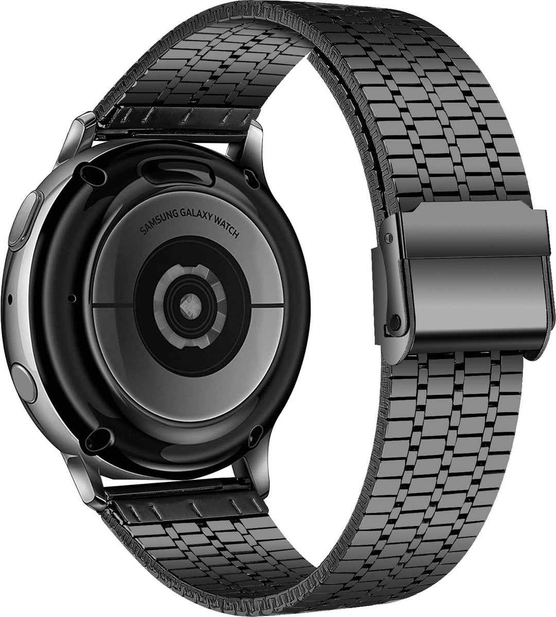 YONO Miami Schakel Bandje 20mm - Metalen Horlogebandje geschikt voor Samsung Galaxy Watch 7/6/5 / Pro / 4 / 3 / Active 2 - Polar Ignite / Unite – Huawei - Zwart