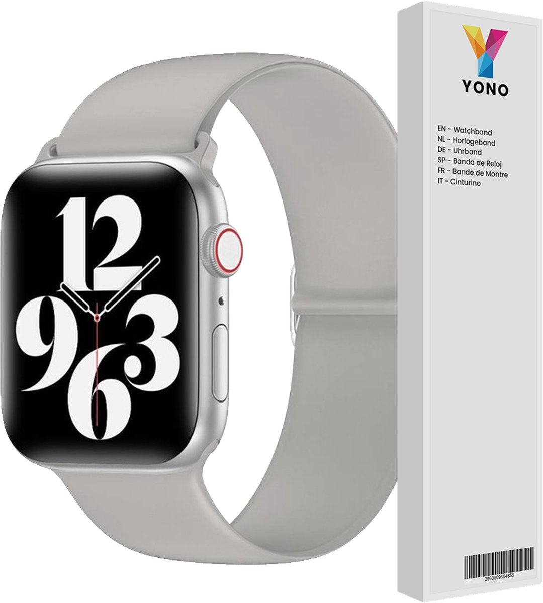 YONO Siliconen Stretch Bandje geschikt voor Apple Watch - 42 / 44 / 45 / 49 mm - Grijs