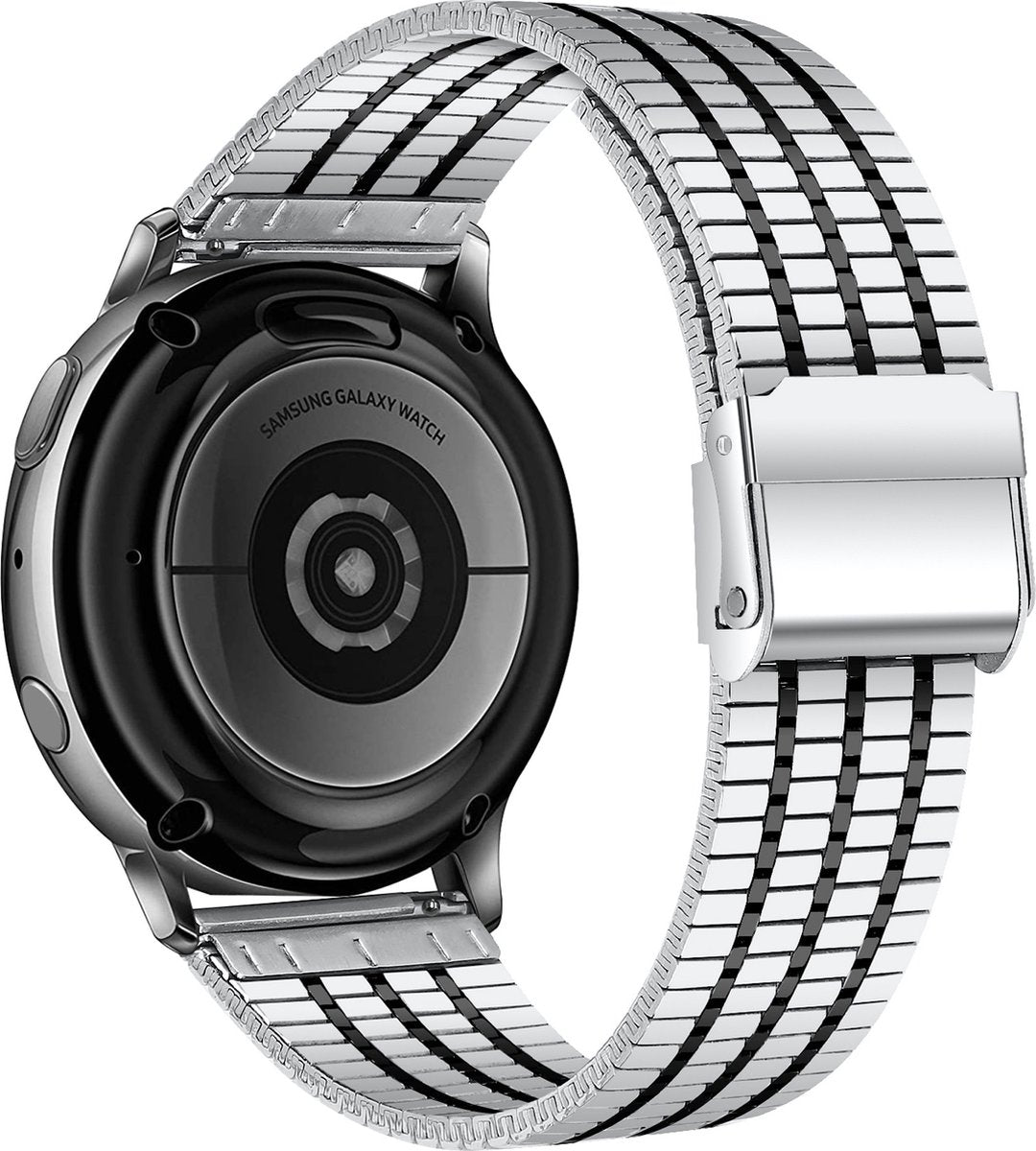 YONO Miami Schakel Bandje 22mm - Horlogebandje geschikt voor Samsung Galaxy Watch 46mm / 3 (45mm) / Gear s3 - Polar Vantage M2 / Grit X - Huawei Watch GT 3 (pro) / 2 - Amazfit GTR - Zilver / Zwart