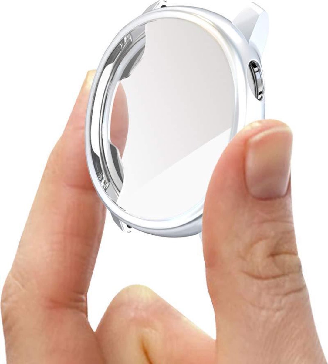 YONO Full Cover Bumper geschikt voor Samsung Galaxy Watch Active 2 40mm – Siliconen Case Screenprotector Hoesje – Zilver