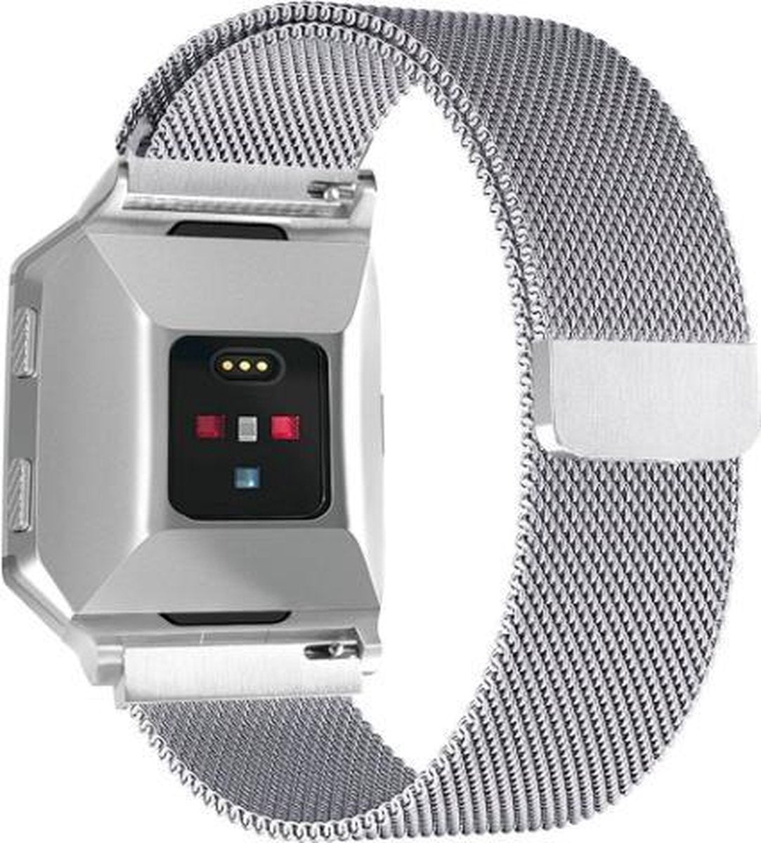 YONO Milanees Bandje Zilver geschikt voor Fitbit Ionic - Vervangende RVS Armband met Magneetsluiting – M/L