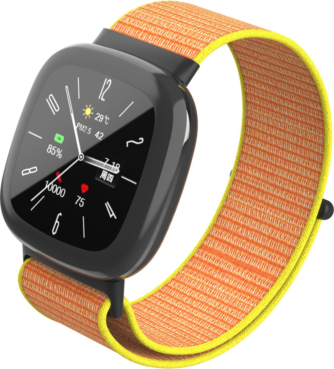 YONO Nylon Velcro Bandje geschikt voor Fitbit Versa 4 / Sense 2 - Oranje